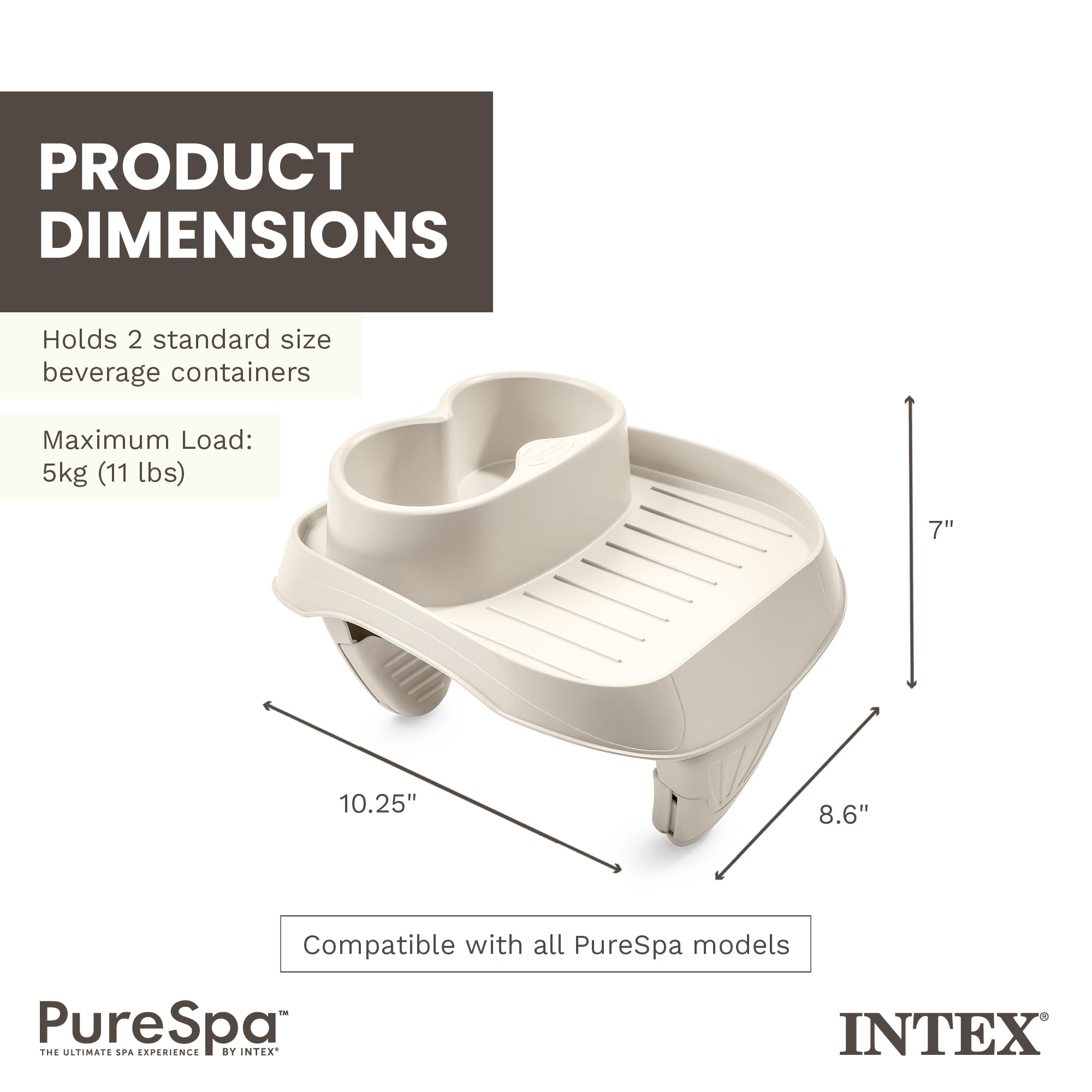 Intex PureSpa tray in use with drinks illustrating convenience while soaking