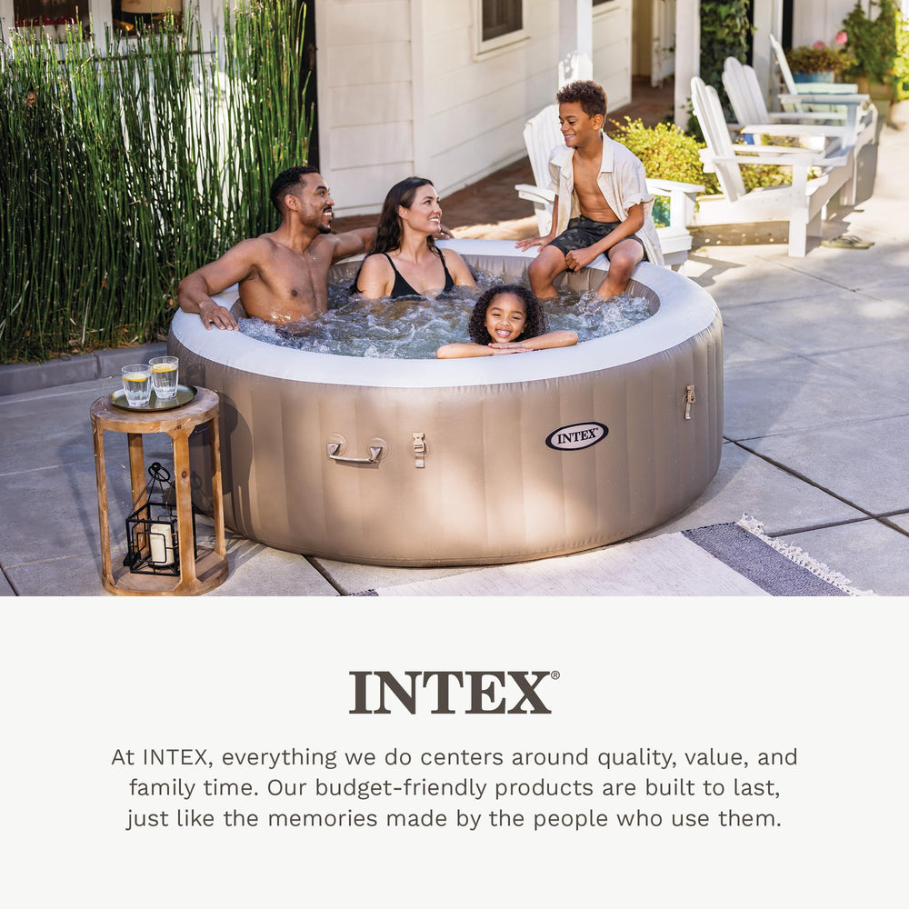 Intex PureSpa tray removed and stored compactly for easy stowage