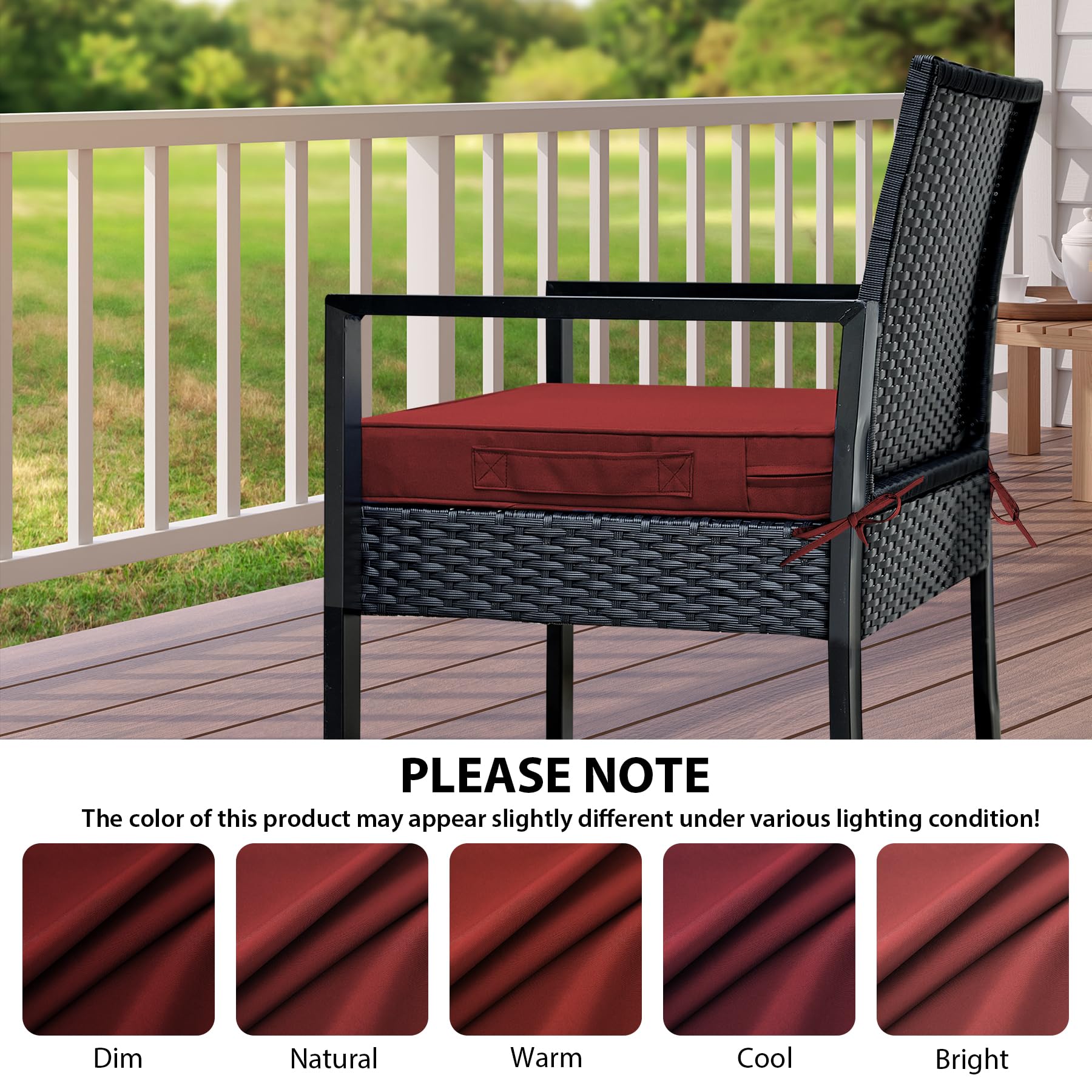 IPYNBAP lifestyle scene of patio dining set with cushions enhancing decor