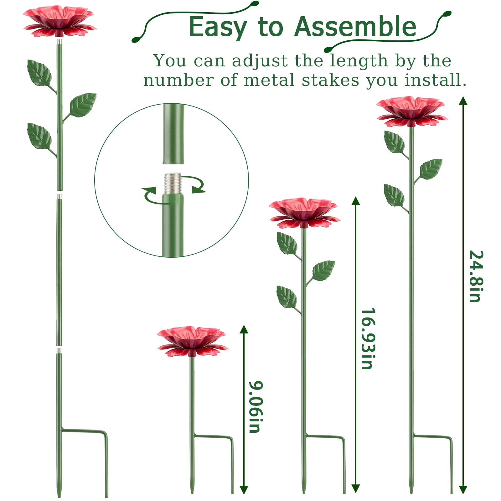 IRmm view of stake and stem connection showing sturdy assembly and garden stability benefit