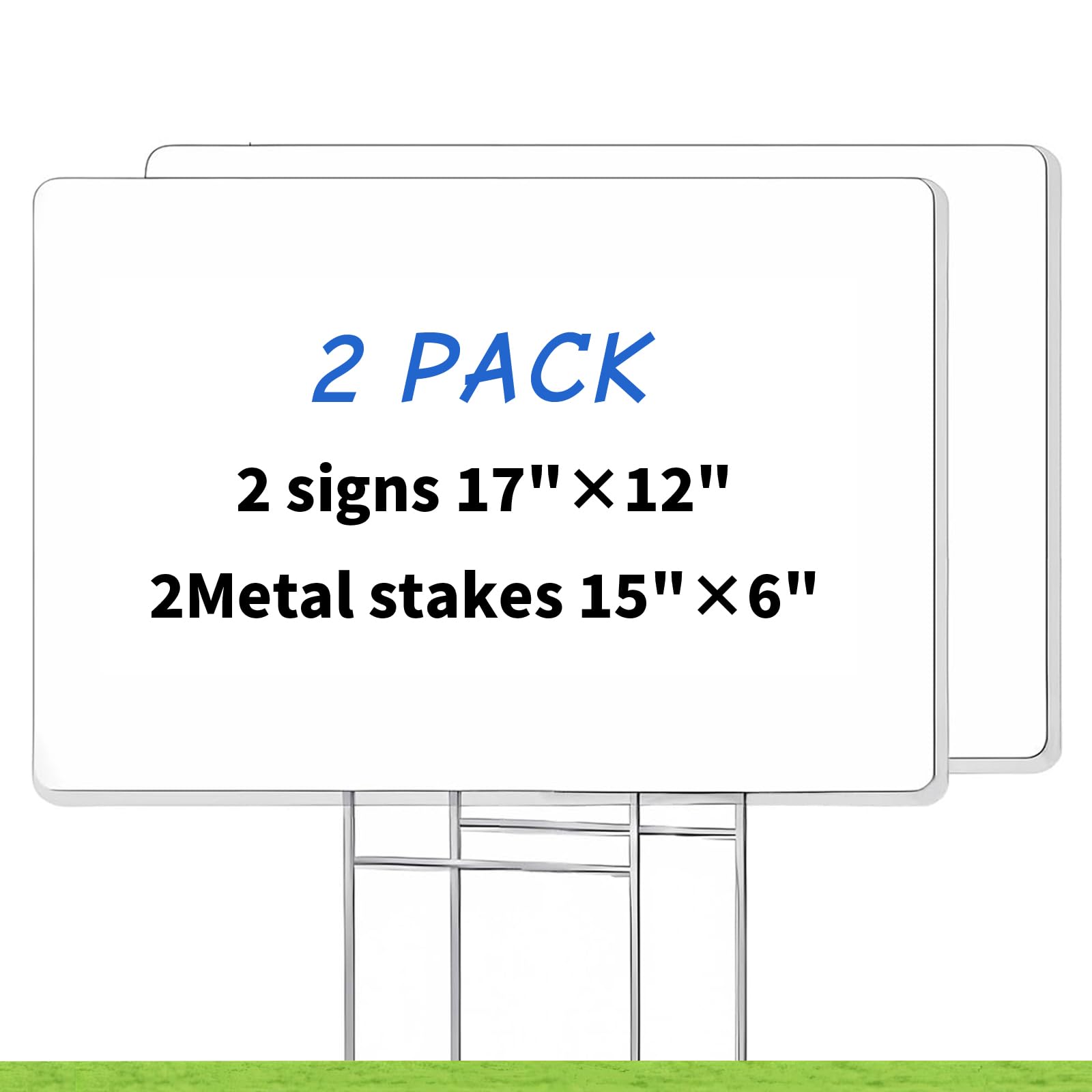 ISDGER front view of two blank yard signs showing clean printing surface and quick setup benefit