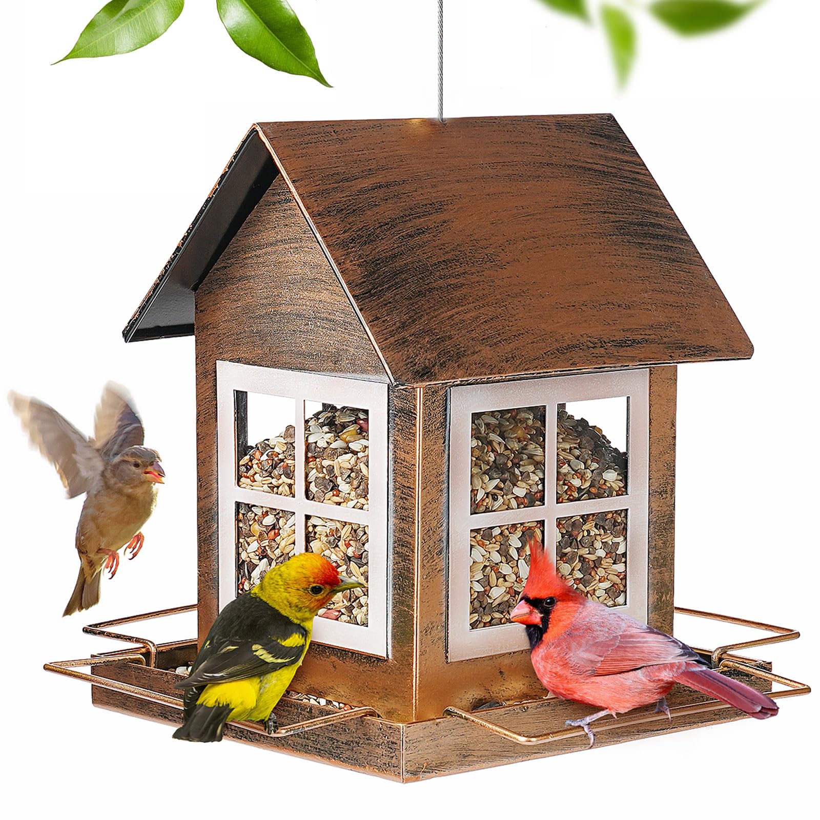 IWNTWY front view showing house-shaped feeder and vintage appeal