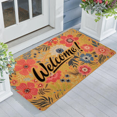 IZUS front view of floral welcome mat showing design and fit benefits