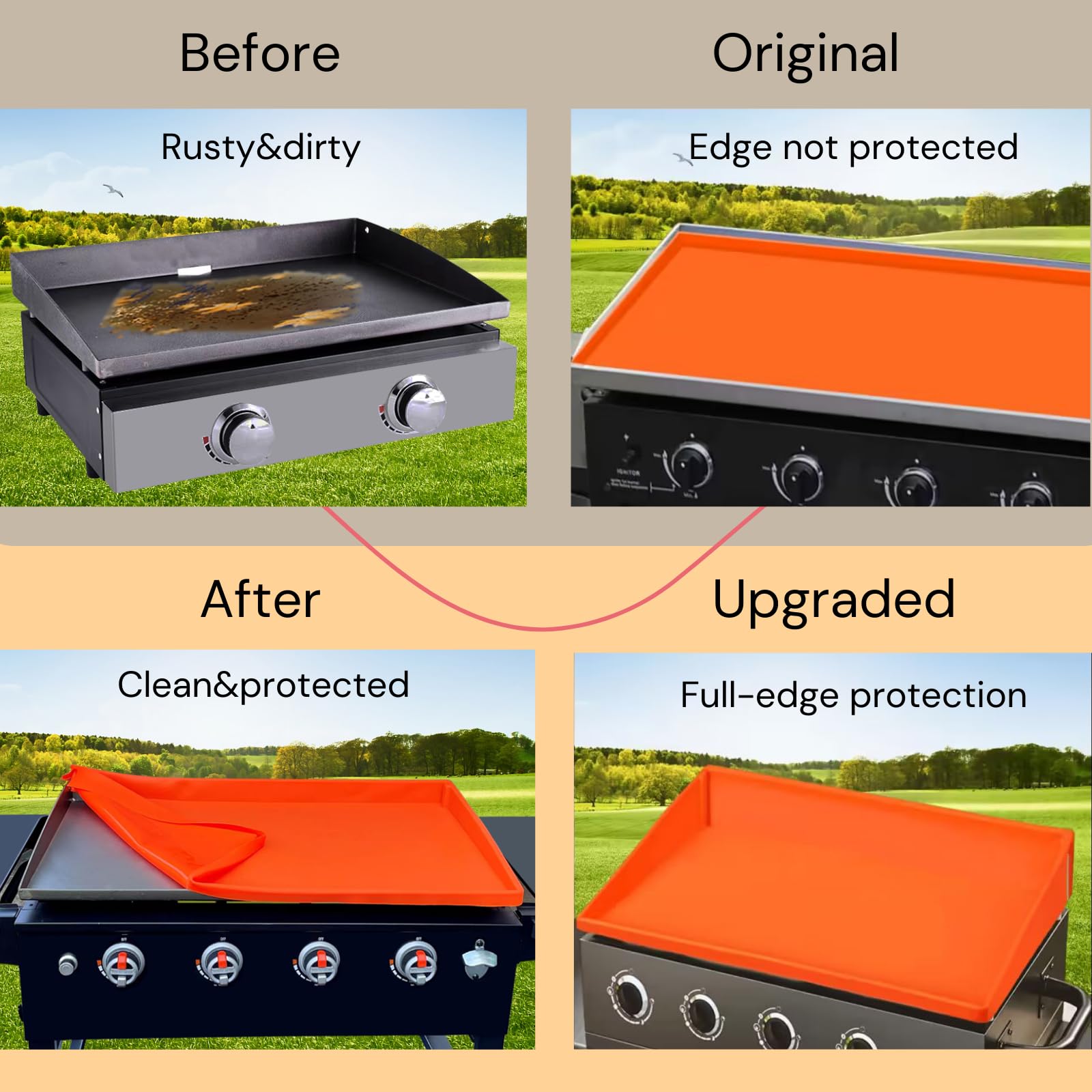 Jacooxi backyard griddle lifestyle showing protection from outdoor debris