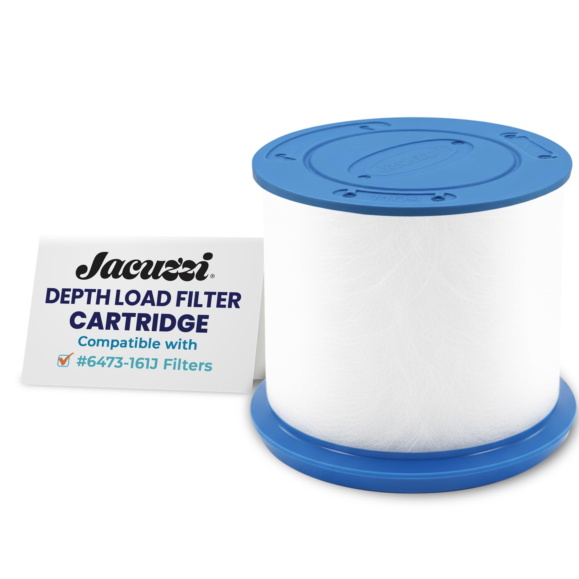 Jacuzzi filter front view showing cartridge design and easy replacement benefit