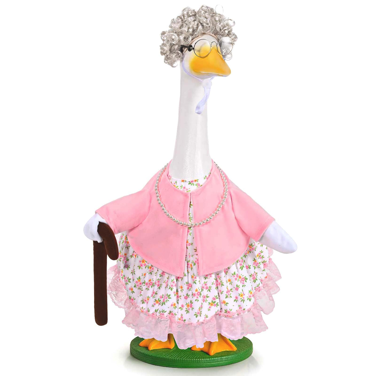 JcHrmers front view of grandma goose outfit adding porch charm