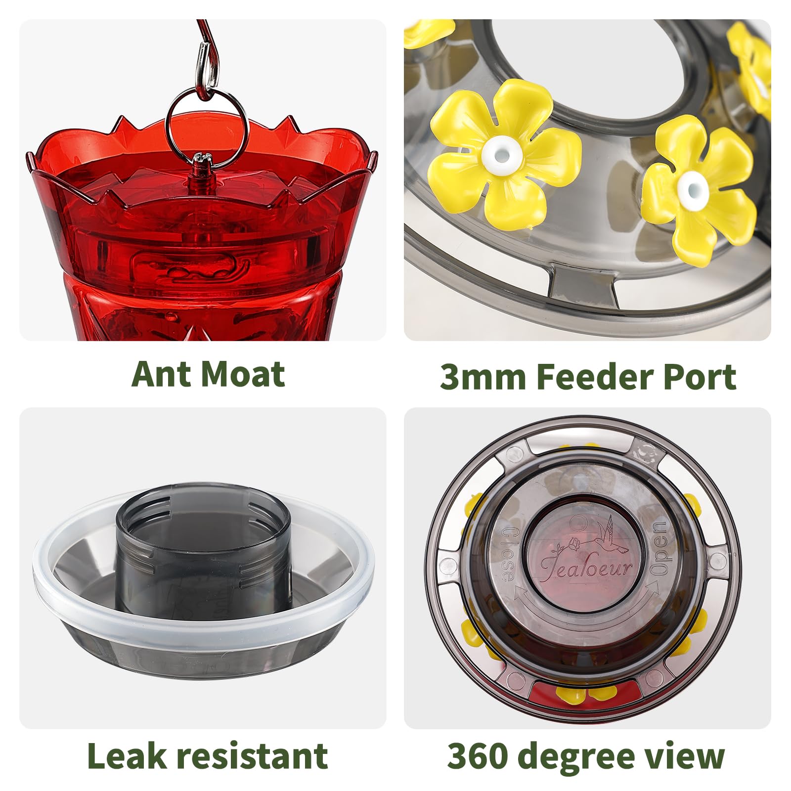Jealoeur feeder held in hand to illustrate 18 oz capacity and compact dimensions