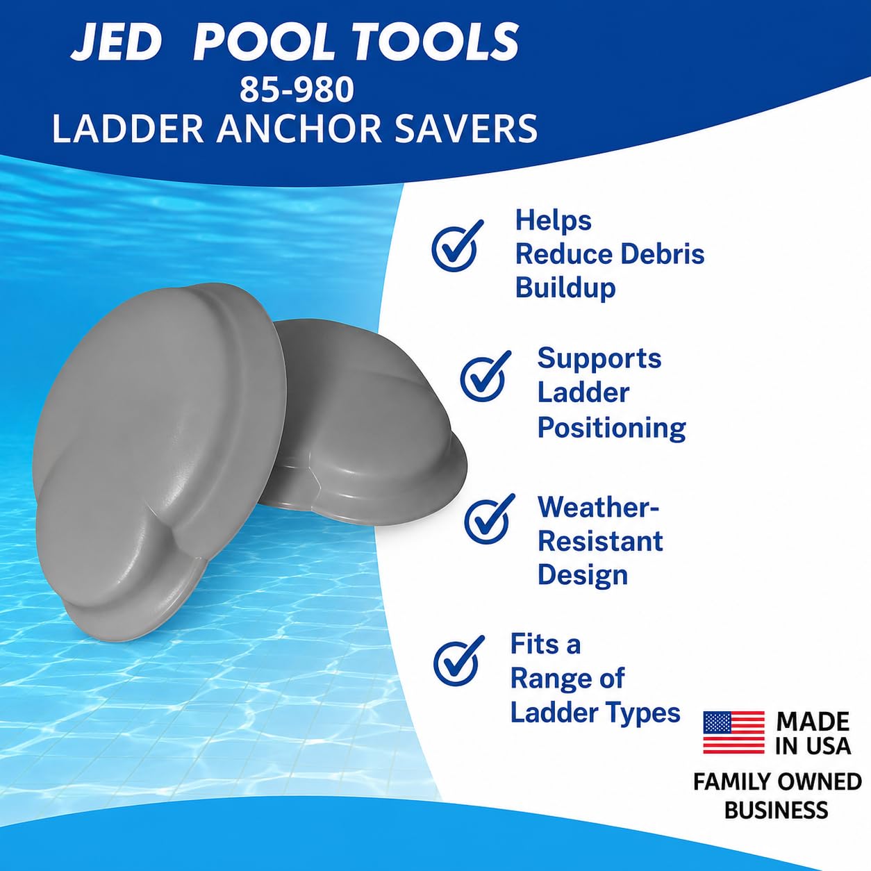 JED Pool Tools close-up resin texture highlights weather resistance and durability