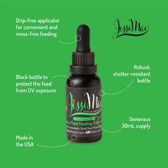 Close-up of Jessi Mae no-dip dropper applicator delivering precise drops, clean mess-free feeding