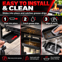 JIN BETTER GRILL PARTS depth comparison showing deep-well grease containment