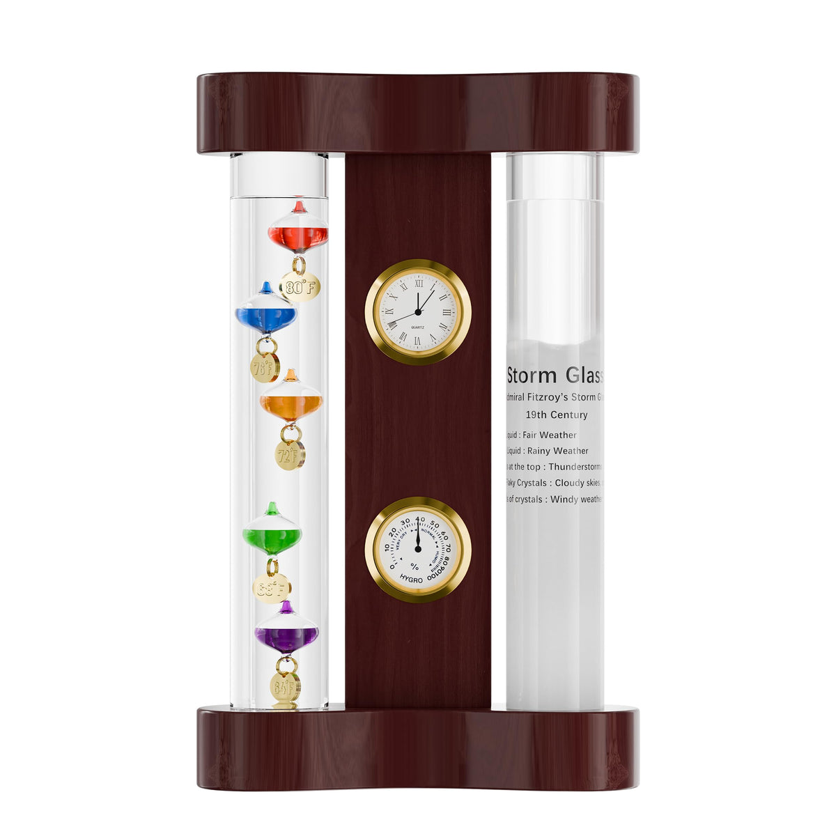 JINGYUE front view showing complete 4-in-1 weather station, elegant decor benefit