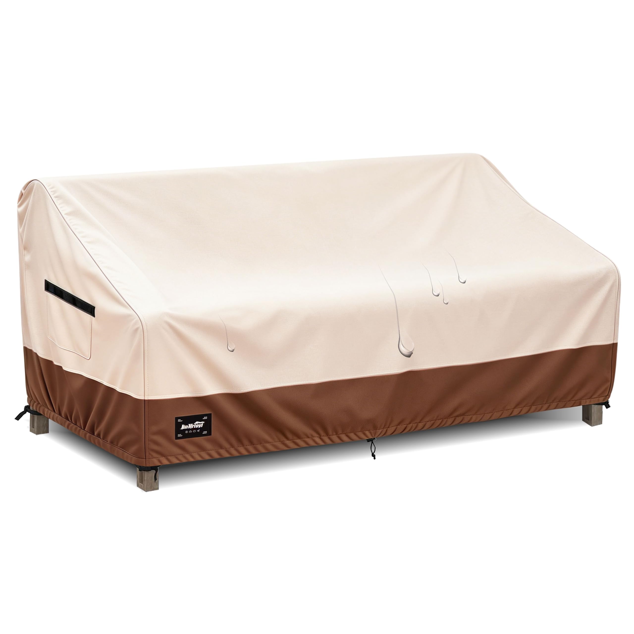 Jin Hrtoyi front view of 3-seater cover protecting sofa and keeping surface dry