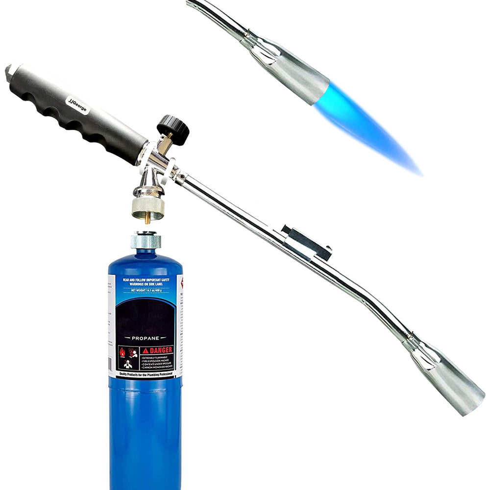 JJGeorge torch front view showing controls and sturdy grip for secure handling