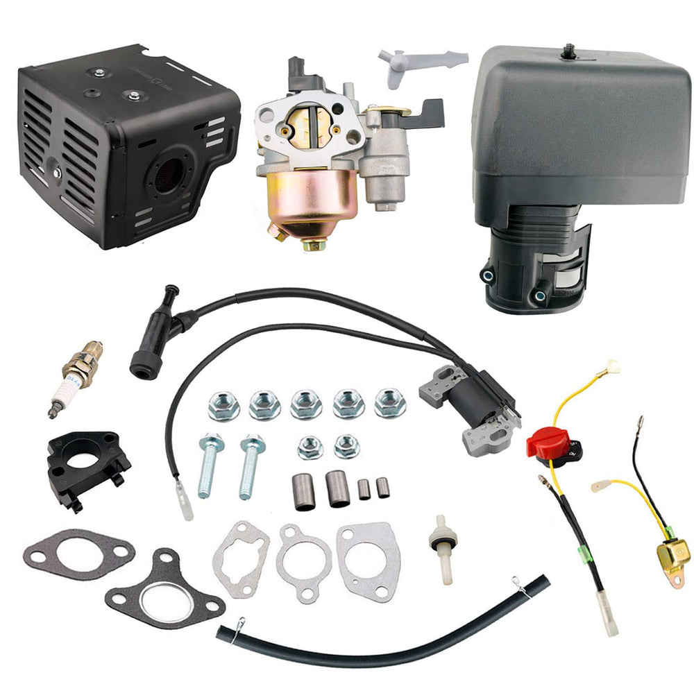 JJing front assembly showing muffler and carburetor for easy replacement