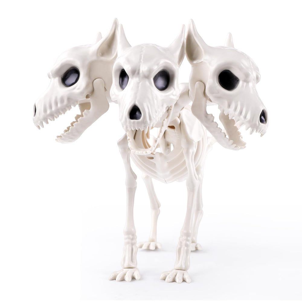 JOICEE three-headed dog front view showing realistic bones and poseable features for impact