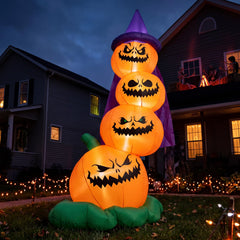 Joiedomi front view stacked pumpkins shows tall Halloween curb appeal