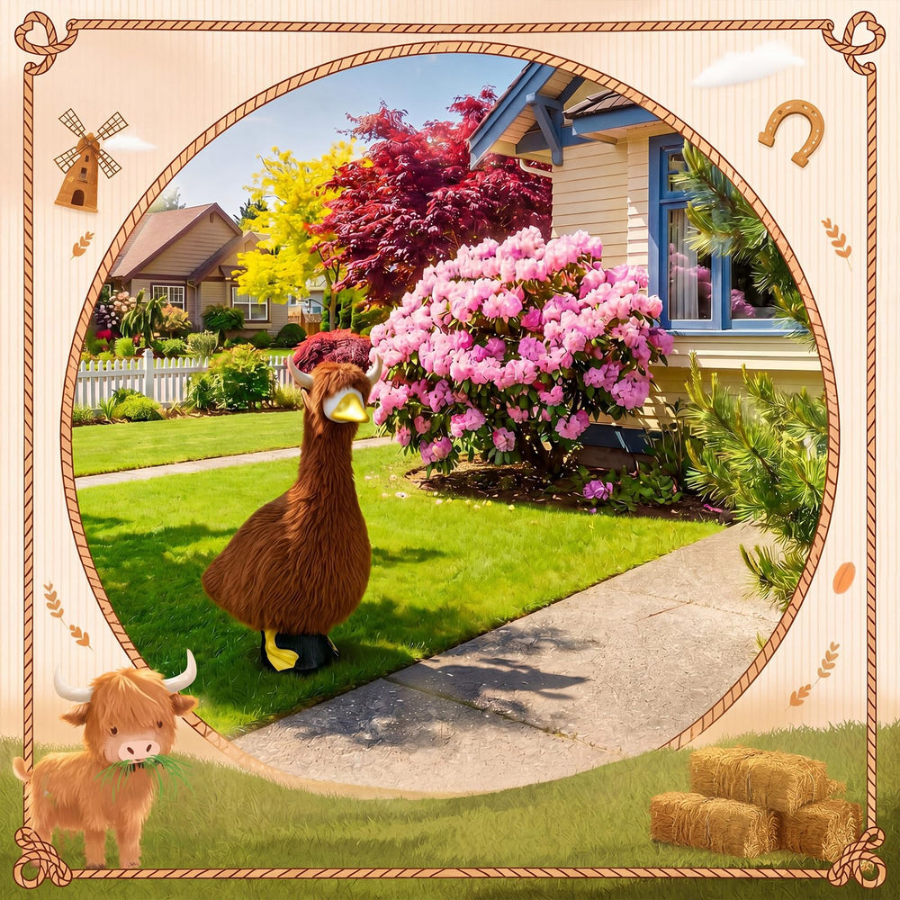 JolliLudo dressed goose on porch adding rustic seasonal ambience