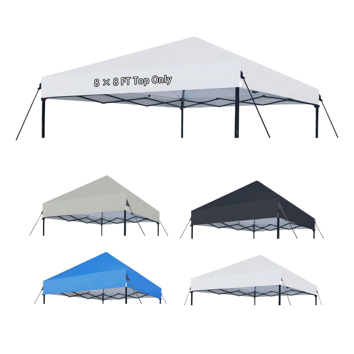 Joramoy front view of white canopy top showing full coverage and clean look