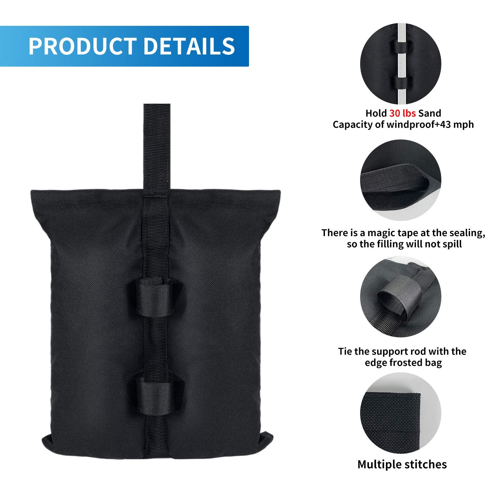 Jorohiker hook-and-loop straps wrapping a canopy leg for secure attachment benefit