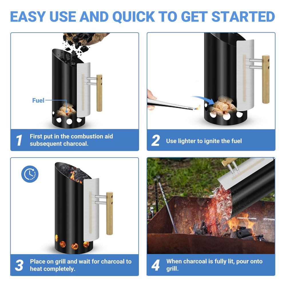 Joyagrill wood handle profile offering cool, comfortable grip for safe use
