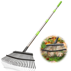 joyhalo front view of rake showing full head and handle, easy wide-coverage cleaning
