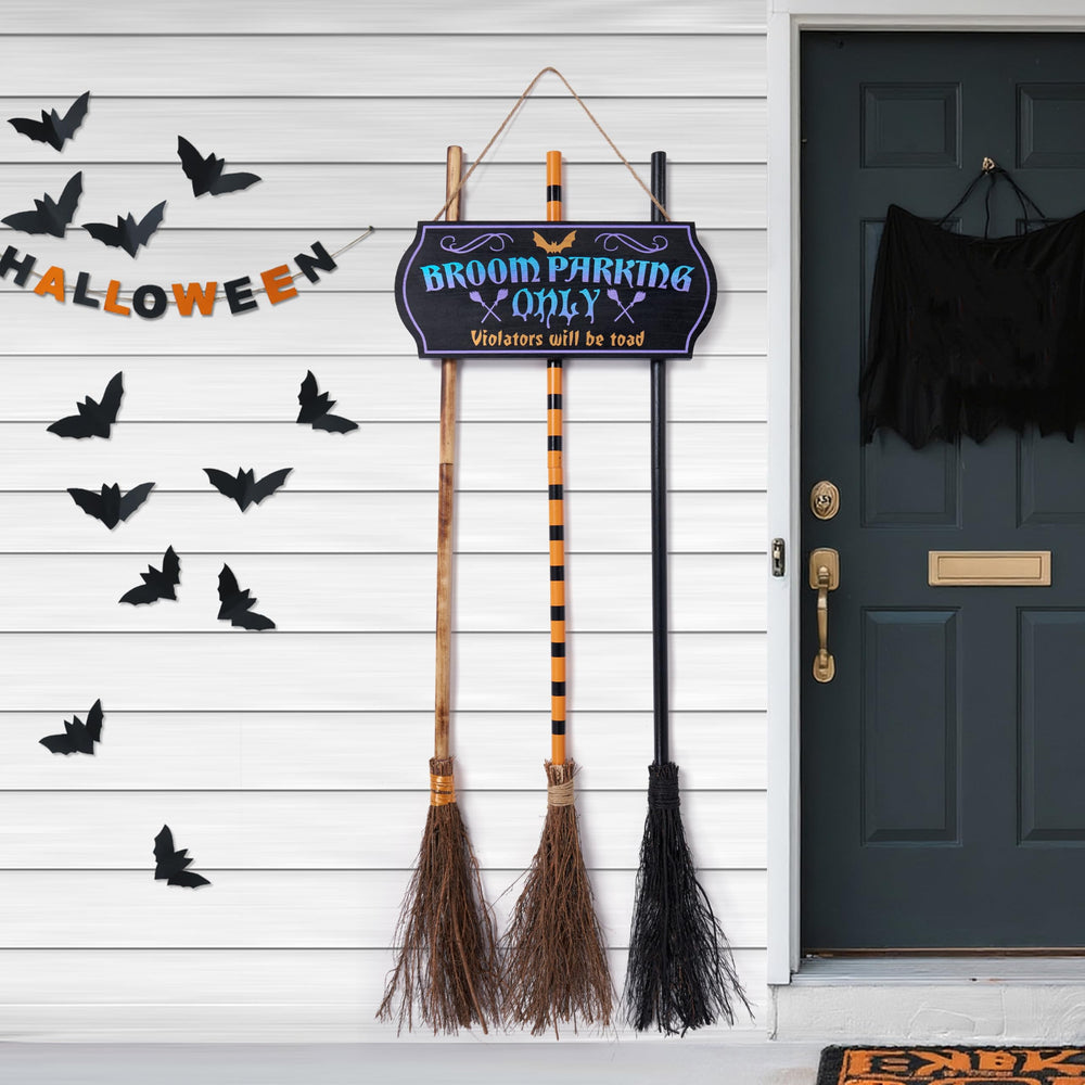 JOYIN front porch display with sign and brooms showing welcoming seasonal charm