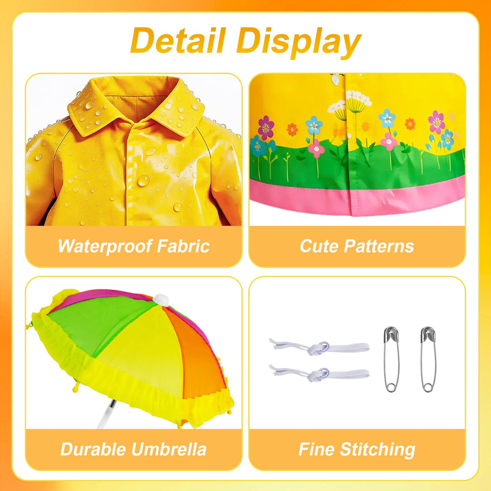 Joyxzacp rainbow umbrella open beside goose, adds vibrant seasonal color