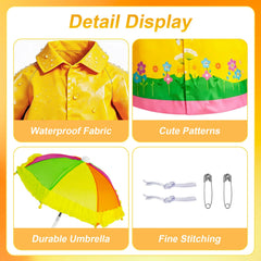 Joyxzacp rainbow umbrella open beside goose, adds vibrant seasonal color