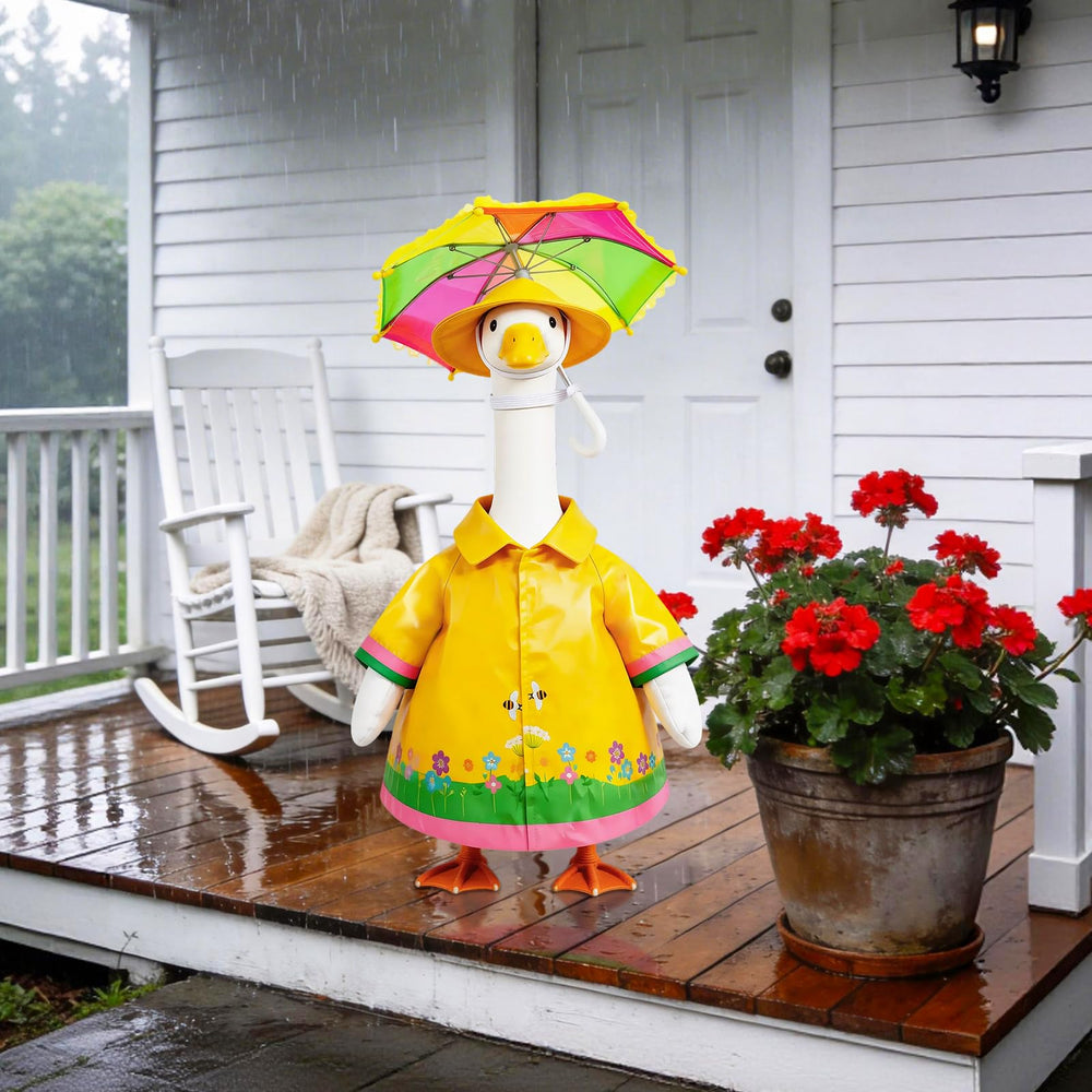 Joyxzacp outfit shown next to common yard decor for scale, helps size decision
