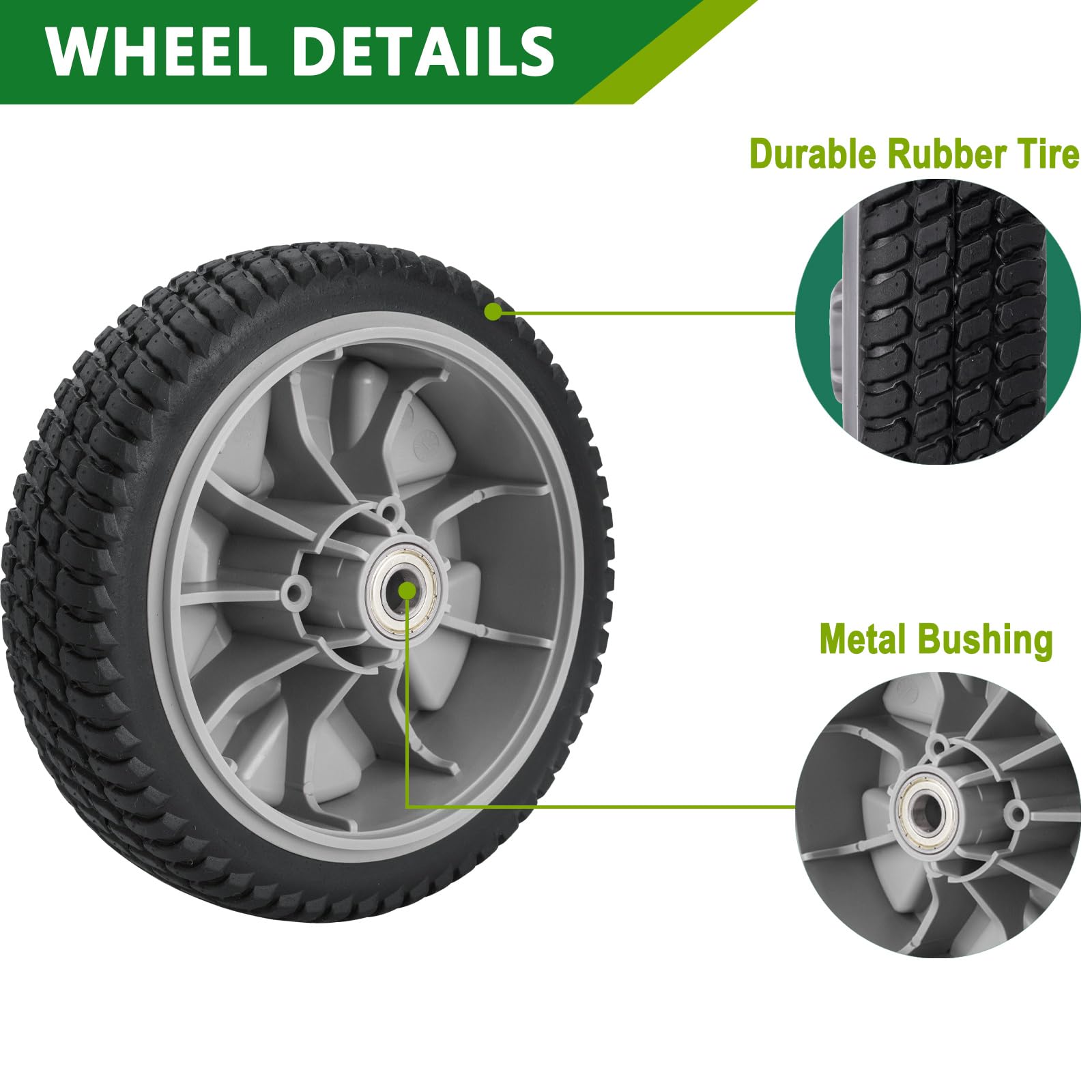 JSXDNWYJ wheels installed on TimeMaster mower demonstrating reliable use benefit