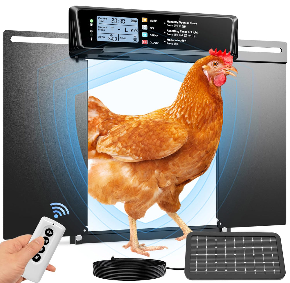JUJOJB front panel showing door and durable frame, enhances coop security