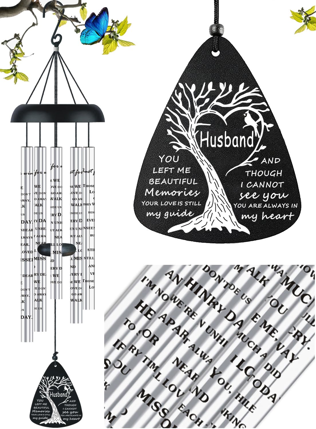 JUST FOR WIND front view of memorial wind chime showing elegant silhouette and calm sound