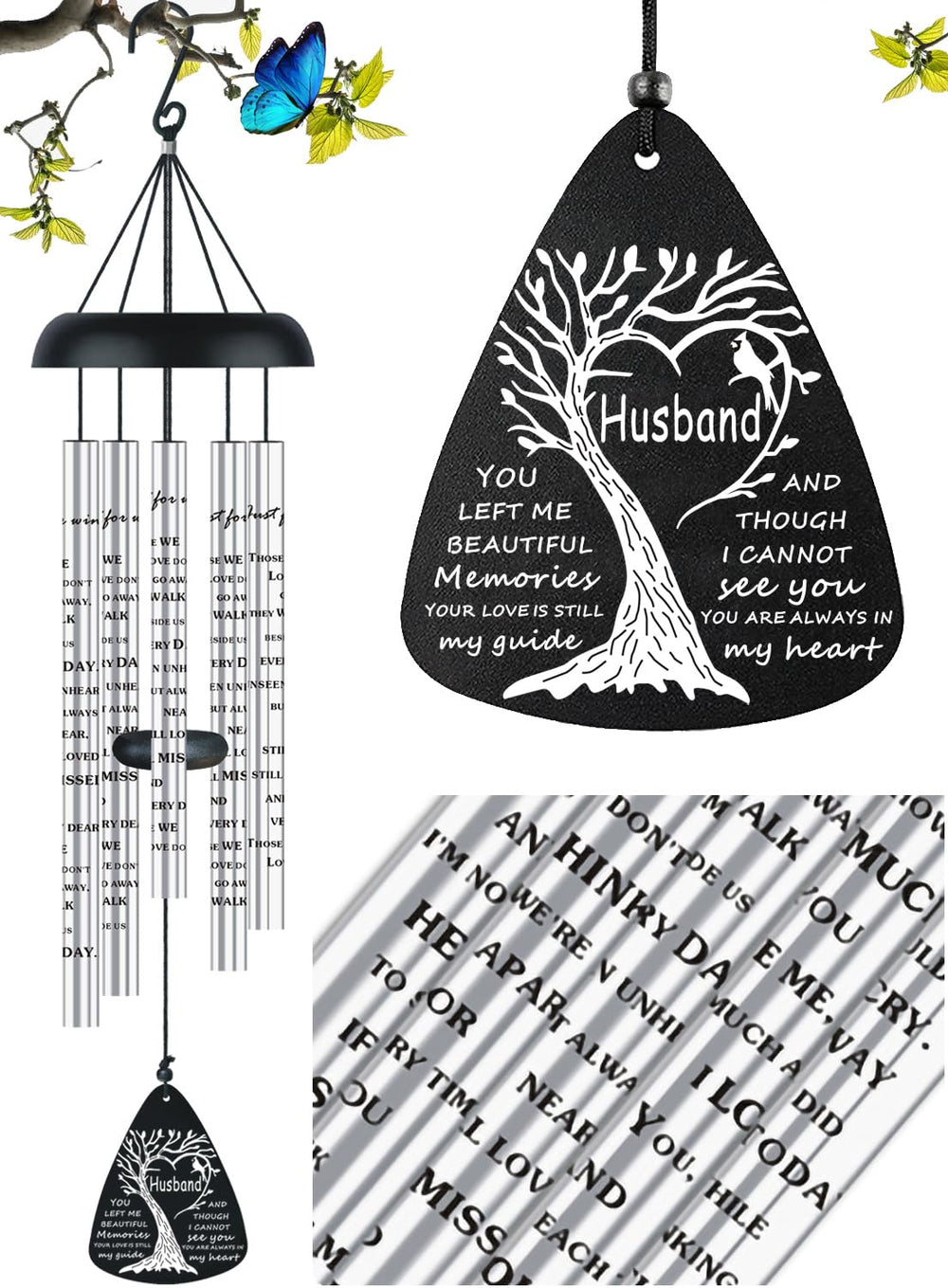JUST FOR WIND front view of memorial wind chime showing elegant silhouette and calm sound