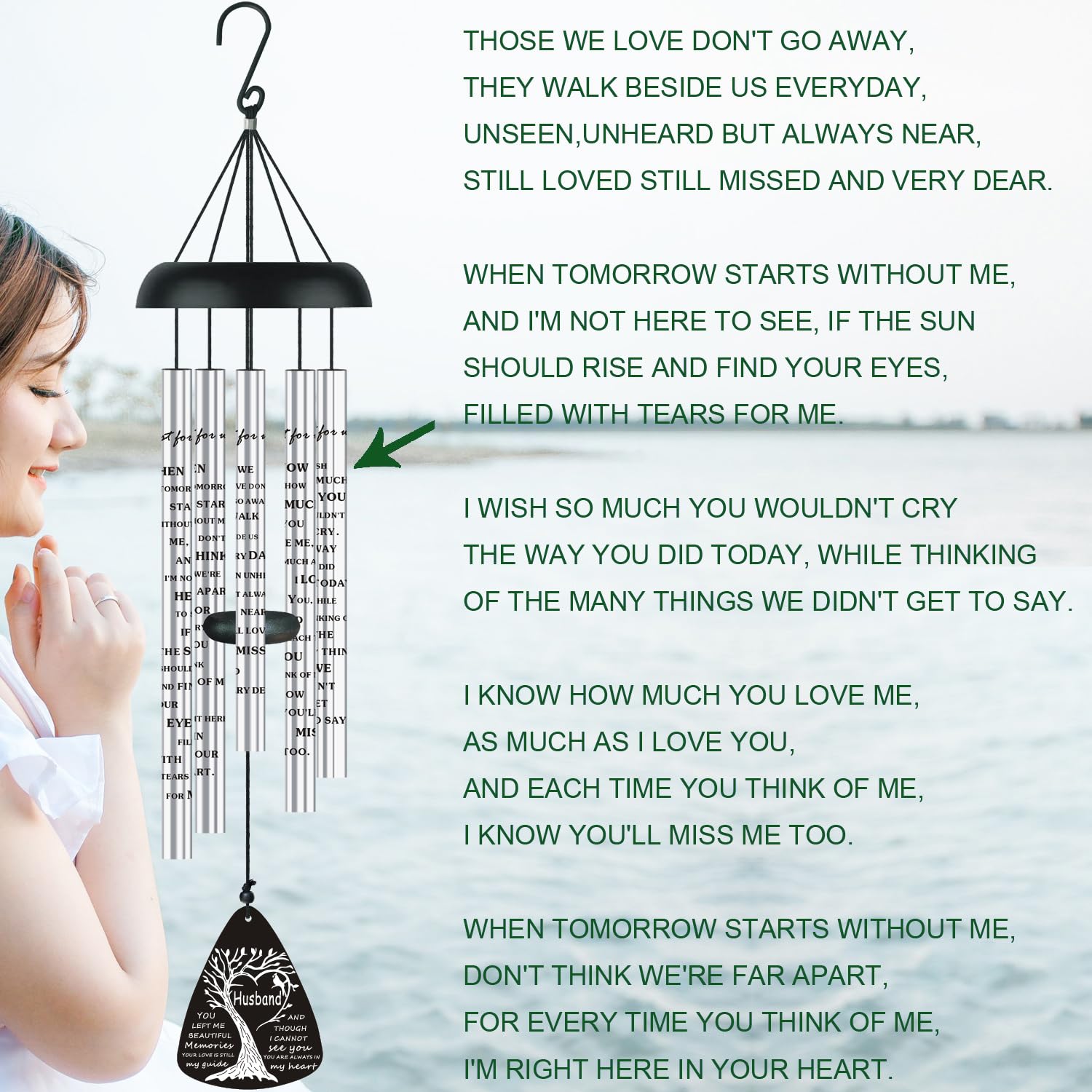 JUST FOR WIND wind chime in garden creating peaceful atmosphere for remembrance