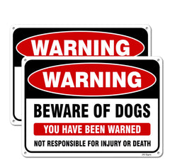 JW Signs front view showing clear Beware of Dogs message and reflective benefit