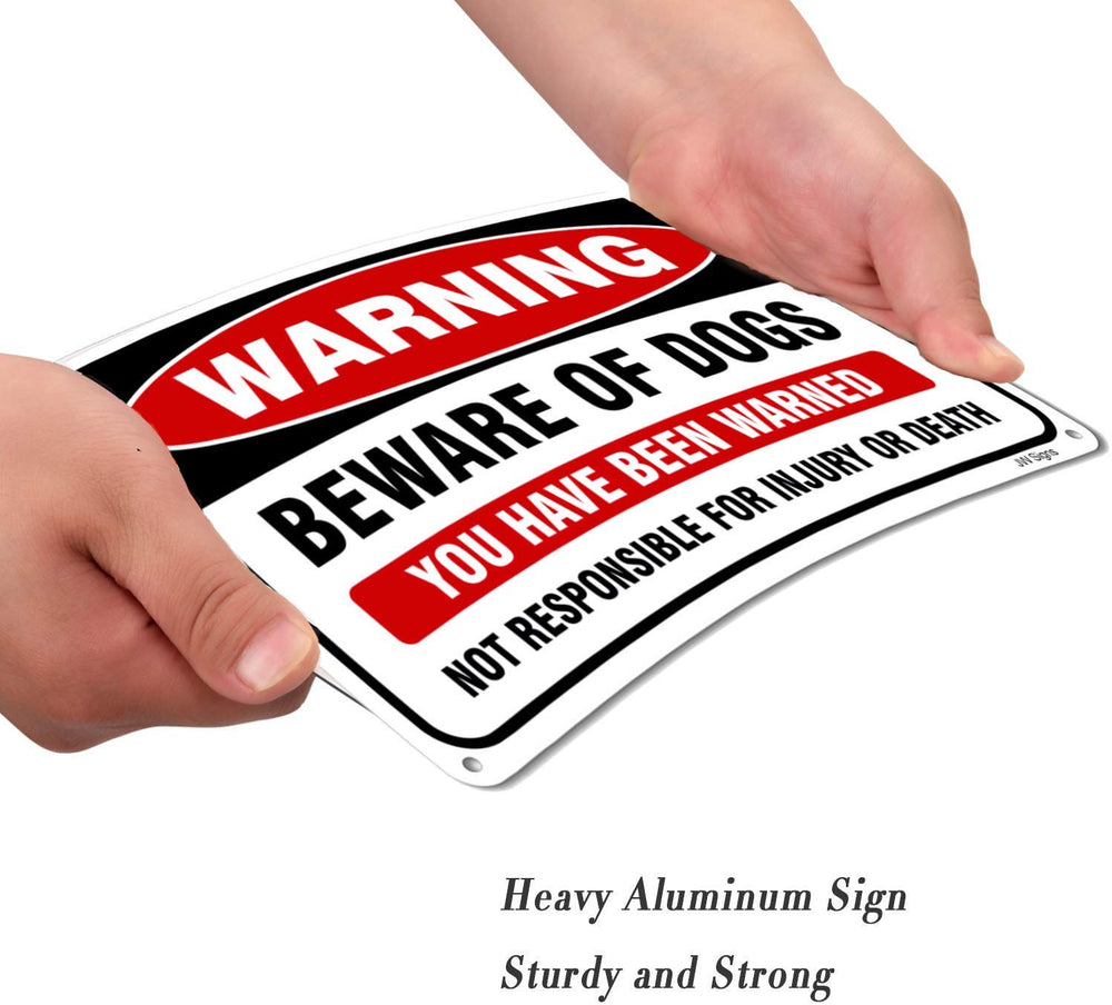 JW Signs mounted on a wooden fence demonstrating easy installation and visibility