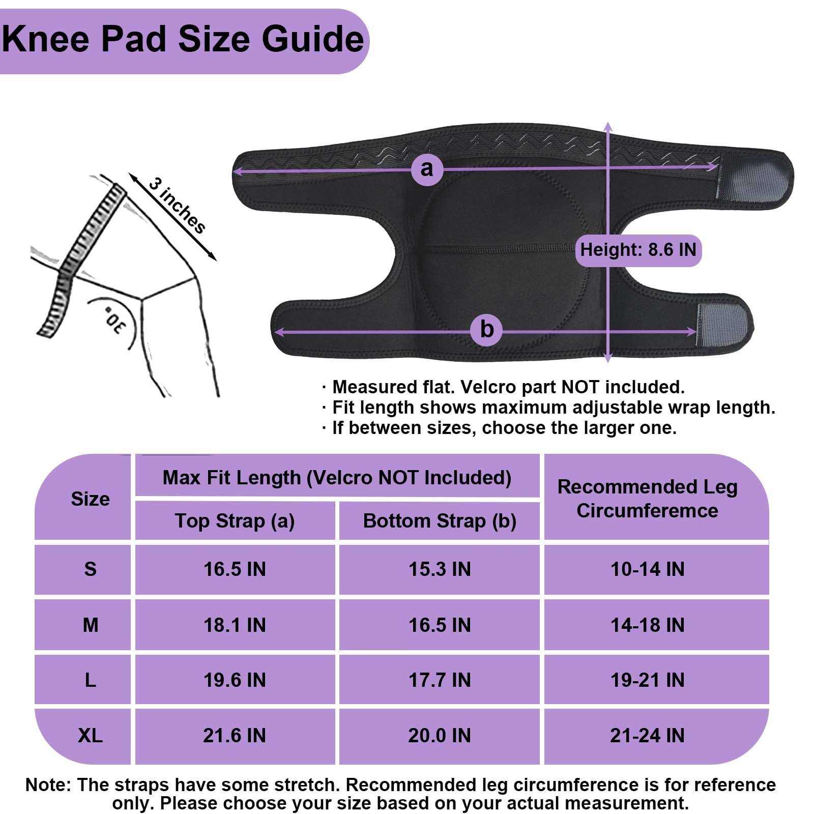 JYBTAA knee pads label and packaging showing size L and material details for informed purchase