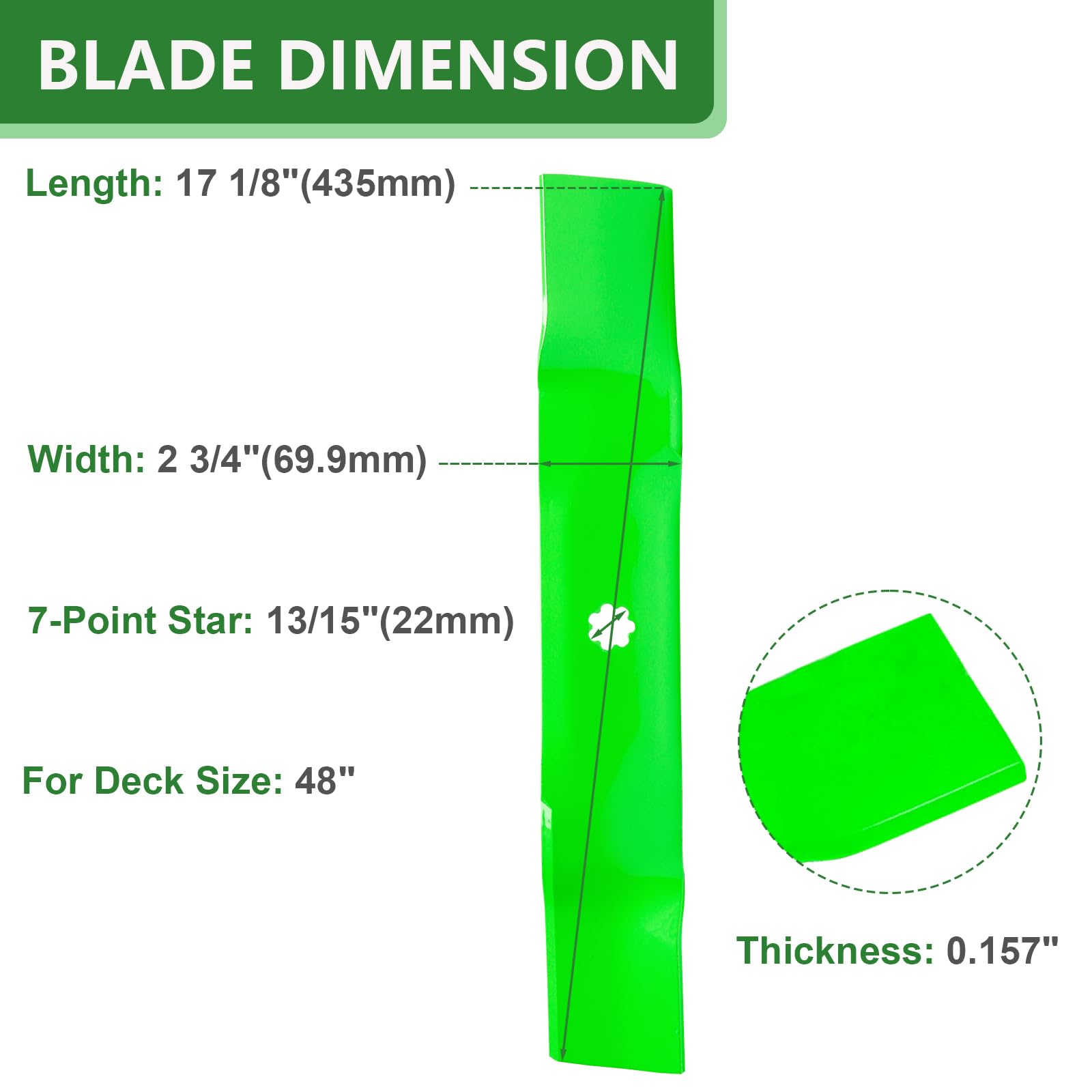 JYLEYJ blade profile focusing on sharpened edge for cleaner, more even grass cutting