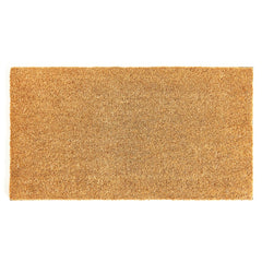 KANKUN front view of the plain coco coir welcome mat showing natural fibers and shape benefit: clear curb appeal