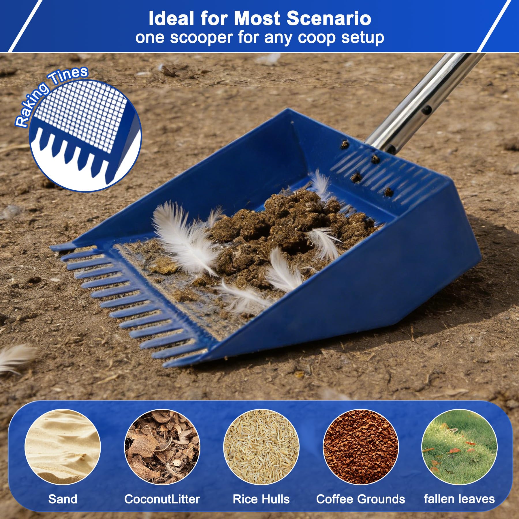 kanuoc shovel head sifting bedding close-up separating droppings from litter benefit