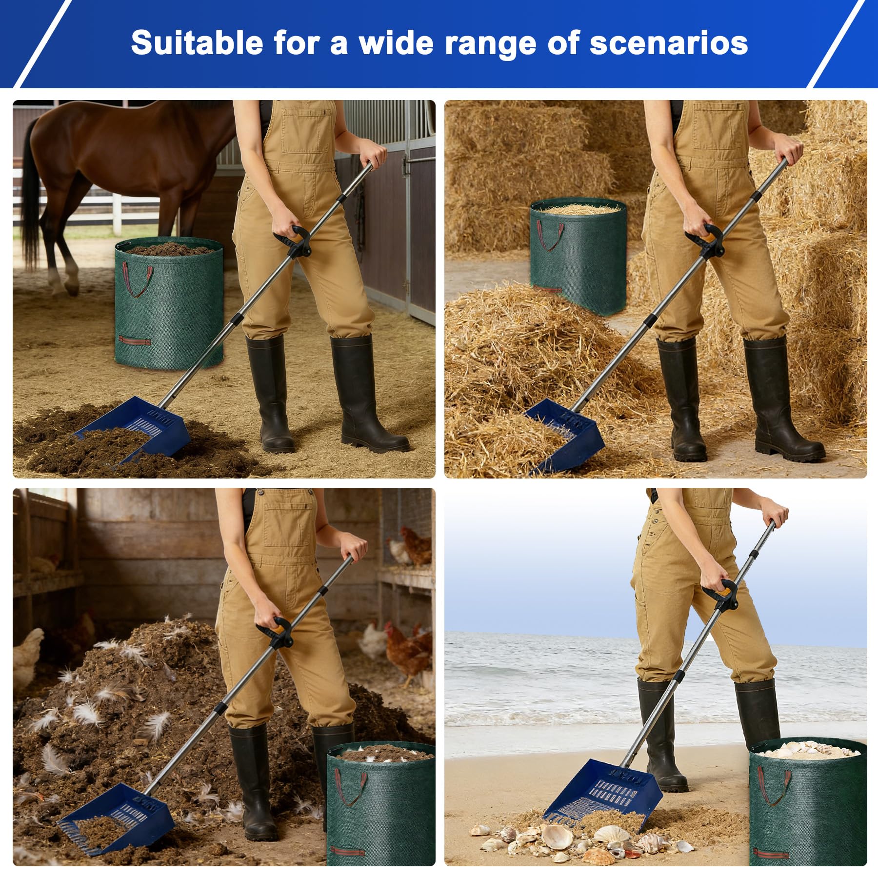 kanuoc with reusable yard bag ready to collect waste for tidy disposal benefit