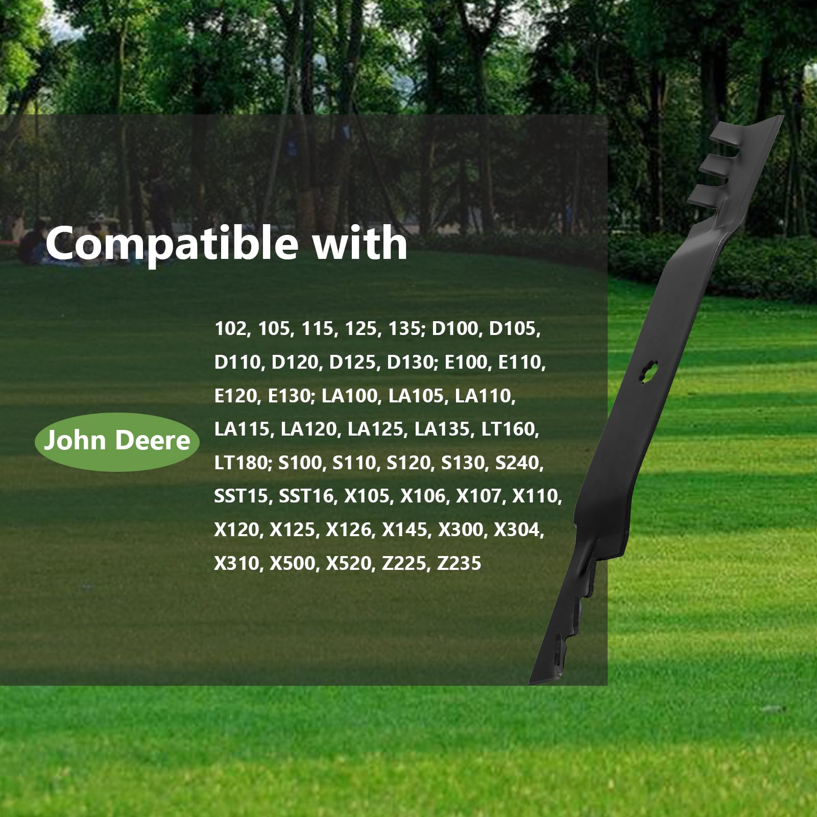KANXAJJY blade installed on John Deere 42 inch deck demonstrating proper fit