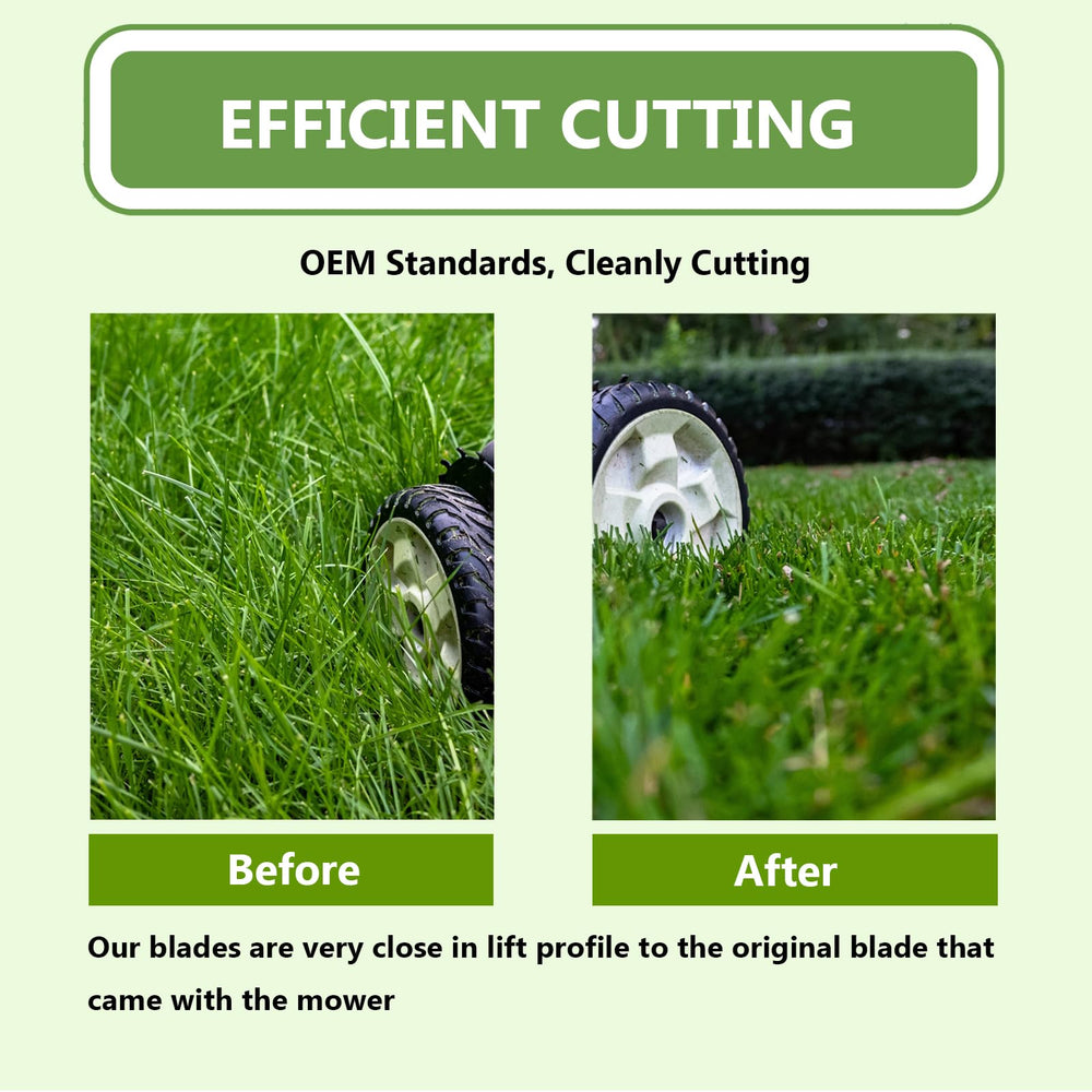 KANXAJJY lawn mower cutting grass with new blades showing even discharge benefit