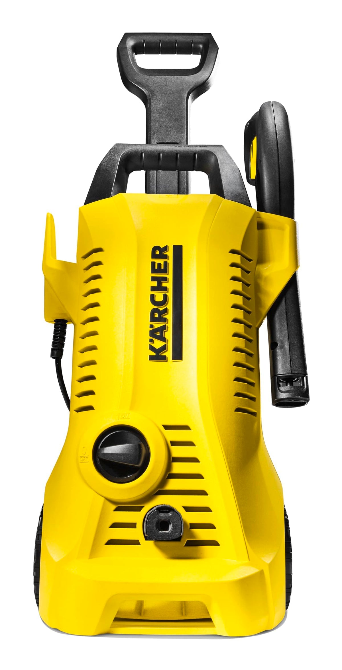 Kärcher K2 front view showing compact design and controls for easy transport