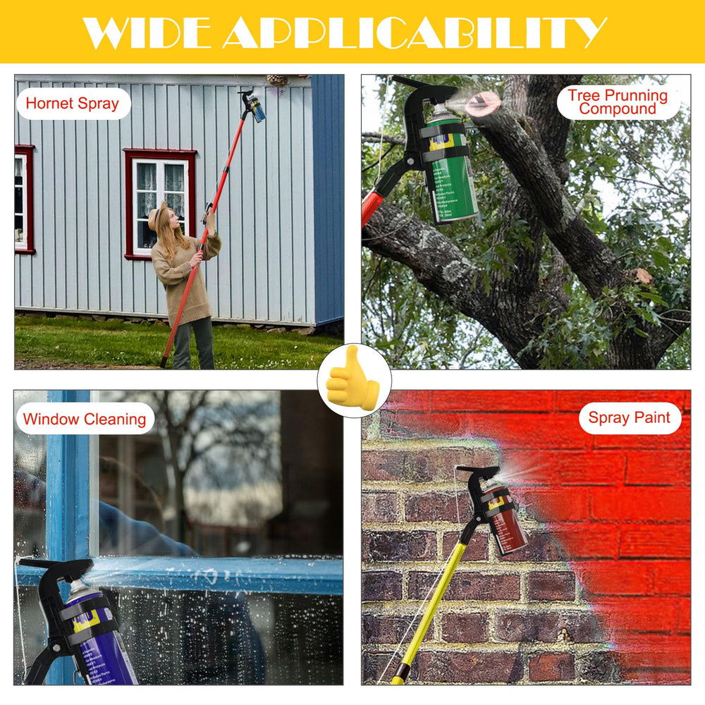 Kardeep adaptor holding aerosol can ready to spray at height safely