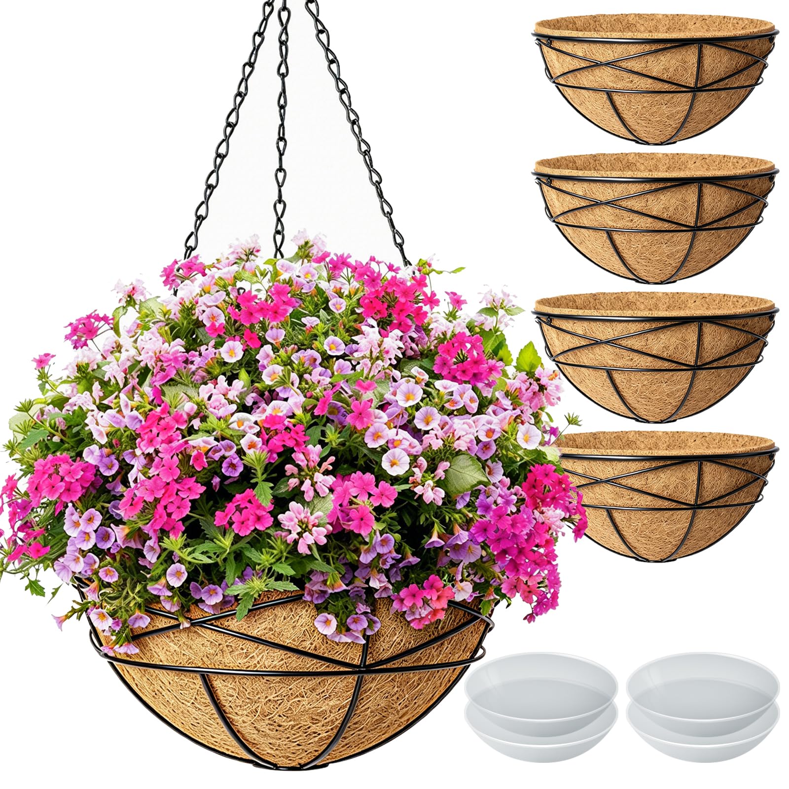 Karlliu front view of 14-inch hanging basket showing durable finish and ready-to-hang convenience