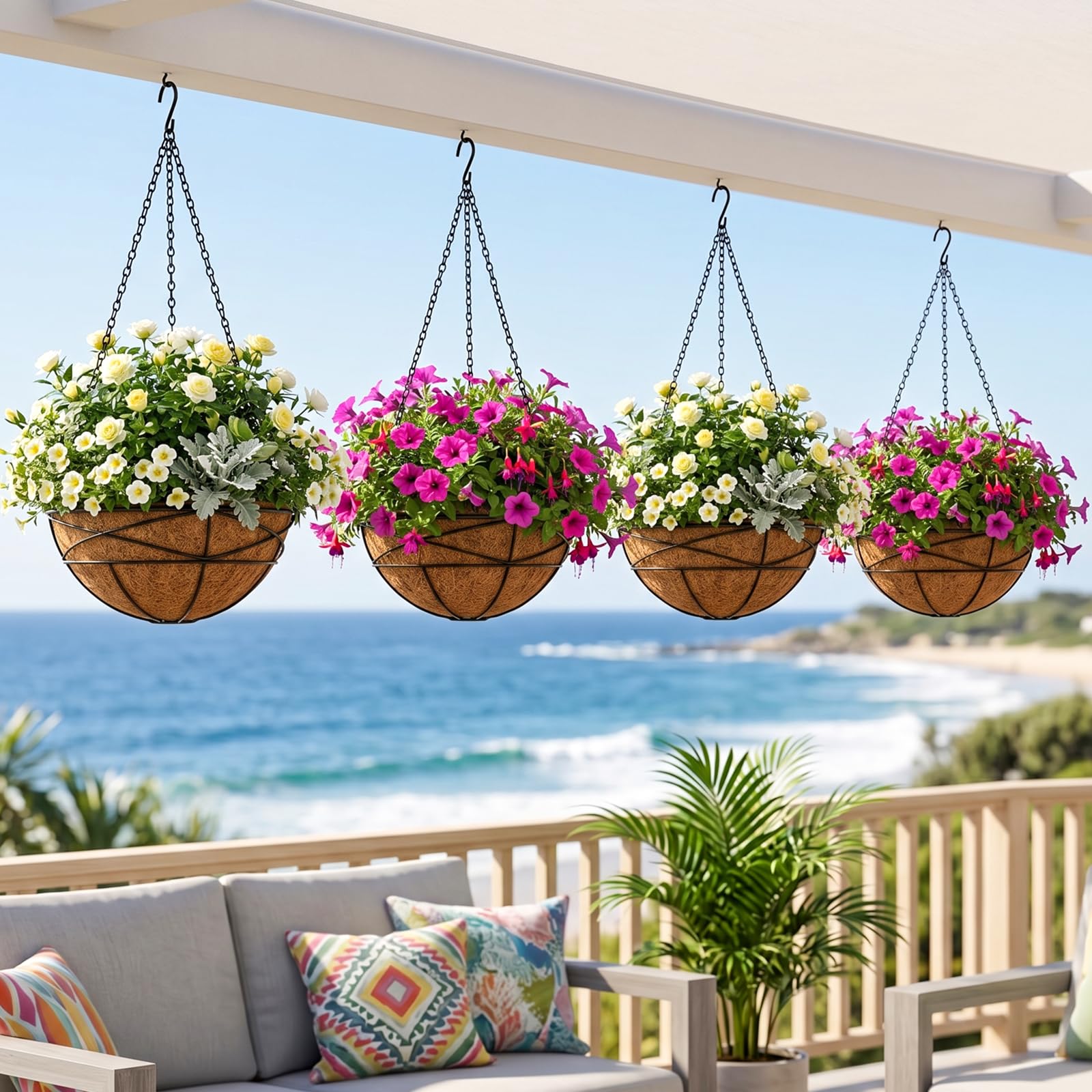 Karlliu scale comparison beside garden chair demonstrating size and presence on balcony