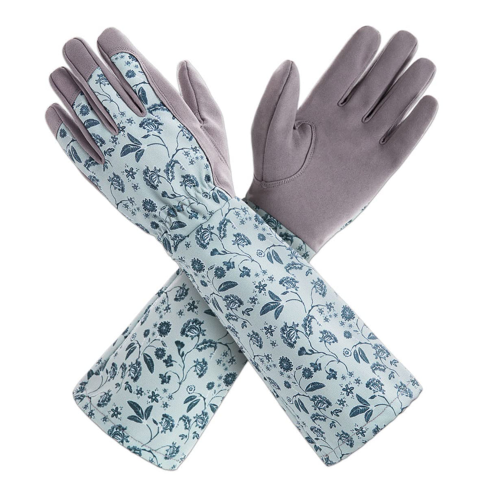KAYGO front view showing Bloom print and elbow-length gauntlet, stylish protection