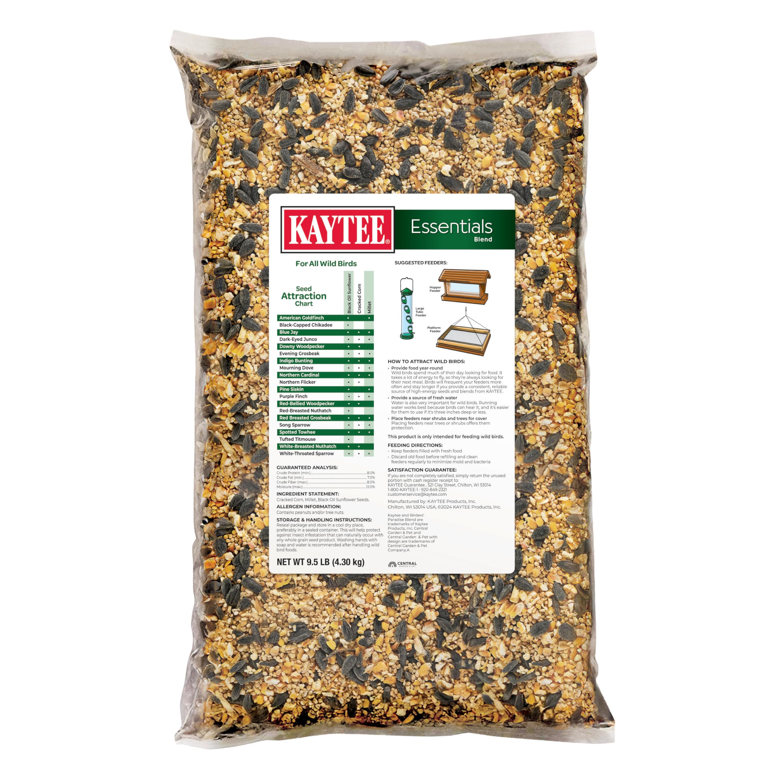Kaytee 9.5 lb bag beside household item showing size and value