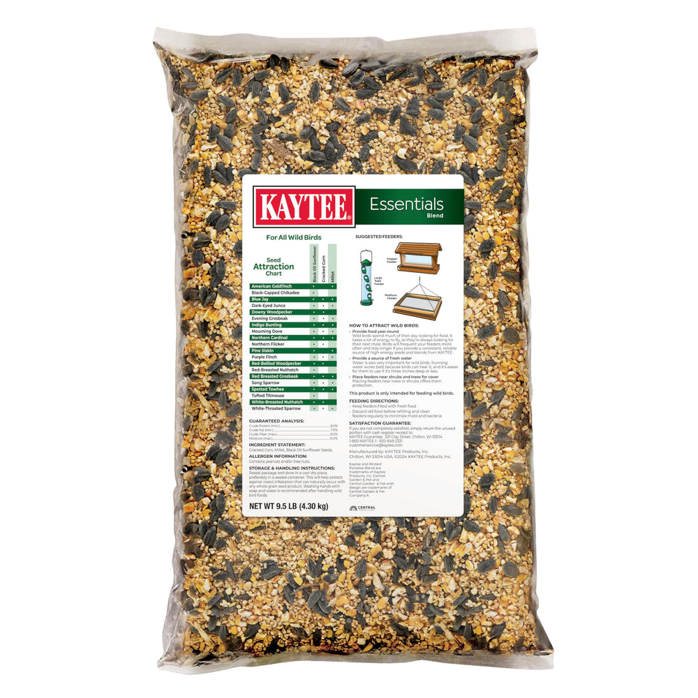 Kaytee 9.5 lb bag beside household item showing size and value
